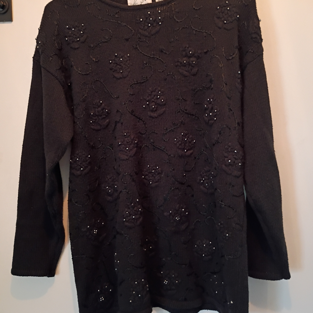 Kathy Lee Black Beaded Sweater - Picture 9 of 10